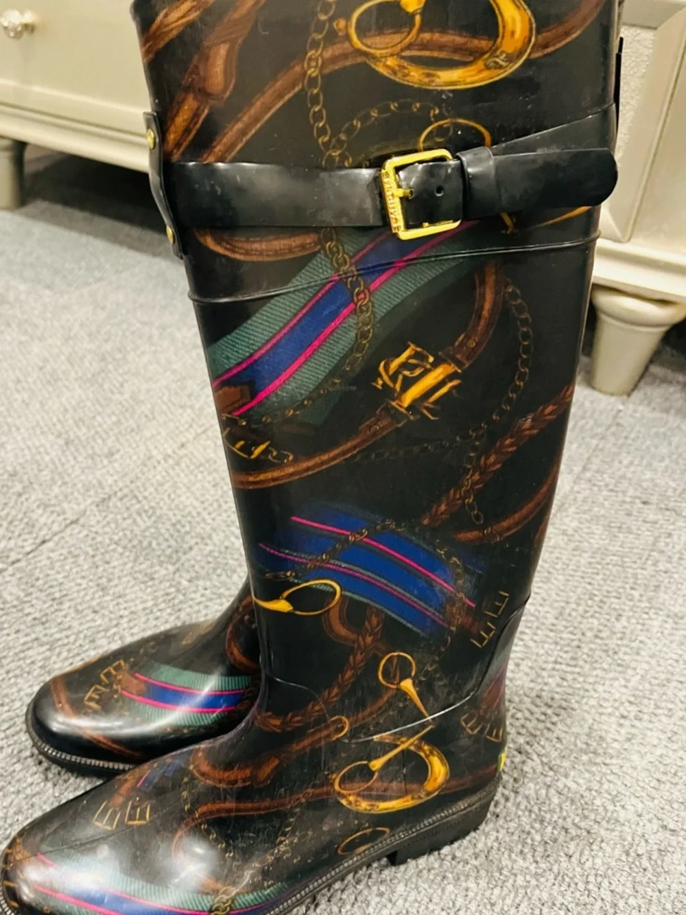 Ralph Lauren equestrian rainboots size 8 - Picture 1 of 7